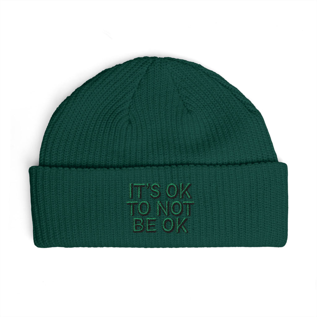 Cuff Beanie — "It’s OK To Not Be OK" Embroidered Patch Knit Hat