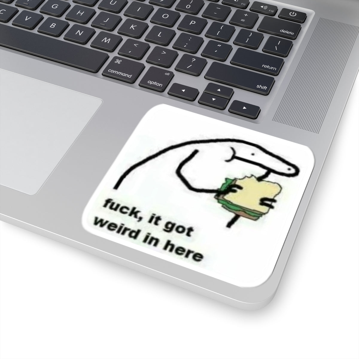 Funny “Fuck, It Got Weird In Here” Sticker — Meme Kiss-Cut Laptop Decal