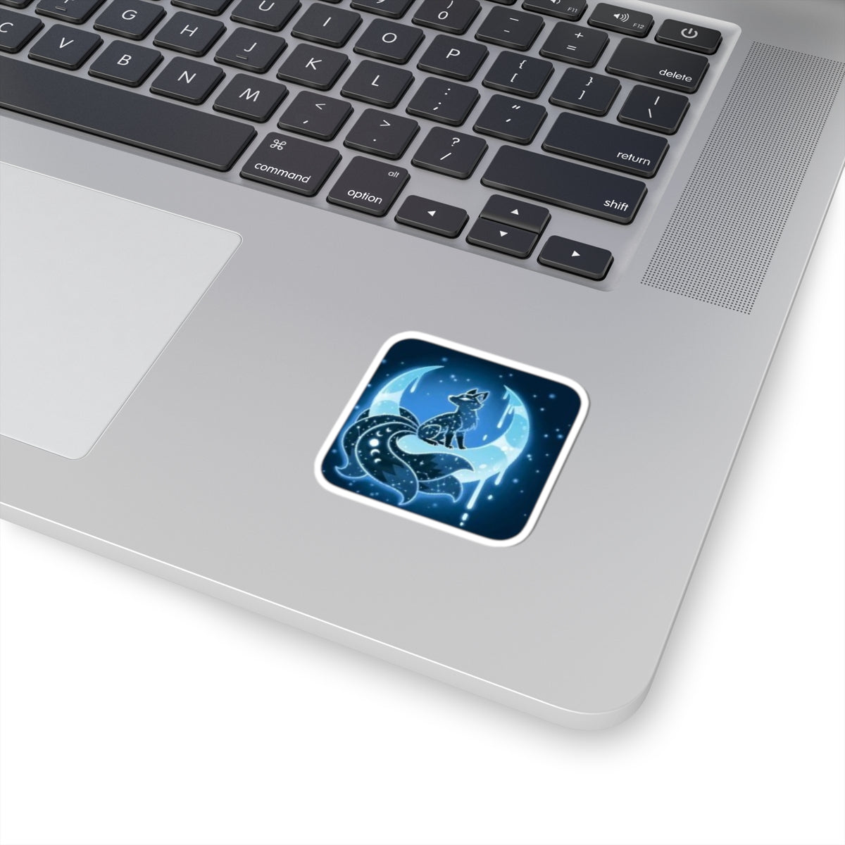 Moon Fox Sticker — Blue Celestial Vinyl Kiss-Cut Sticker