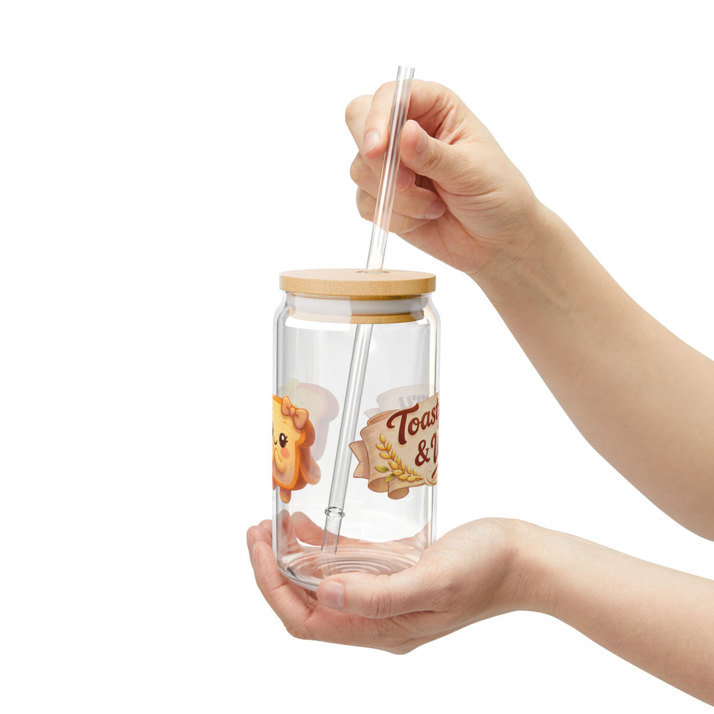 ToastyJerry & Wifey Story Book - 16oz Cute Breakfast Kawaii Drinking Jar with Straw