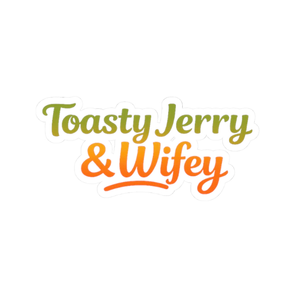 Kiss-Cut Sticker — "Toasty Jerry & Wifey" Dark Green + Orange
