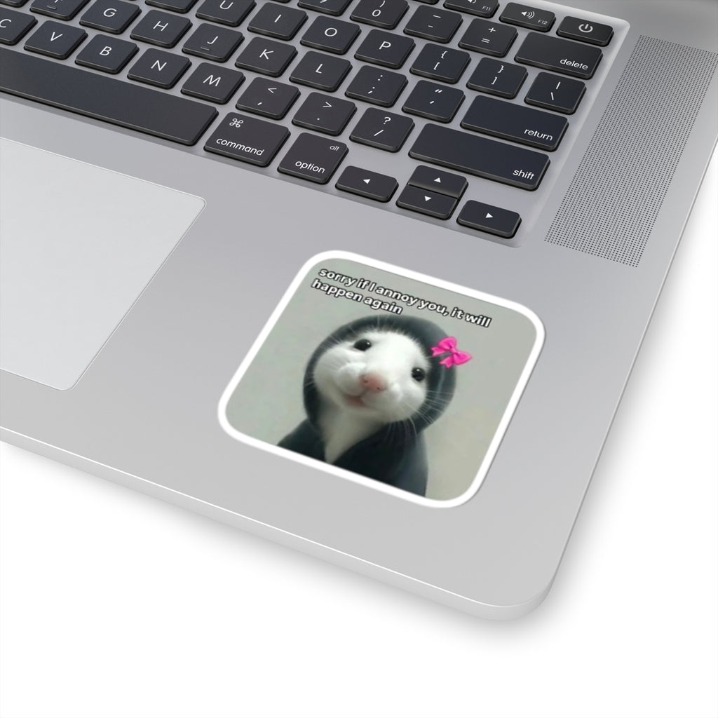 Adorable Hooded Ferret with Pink Bow Kiss-Cut Sticker