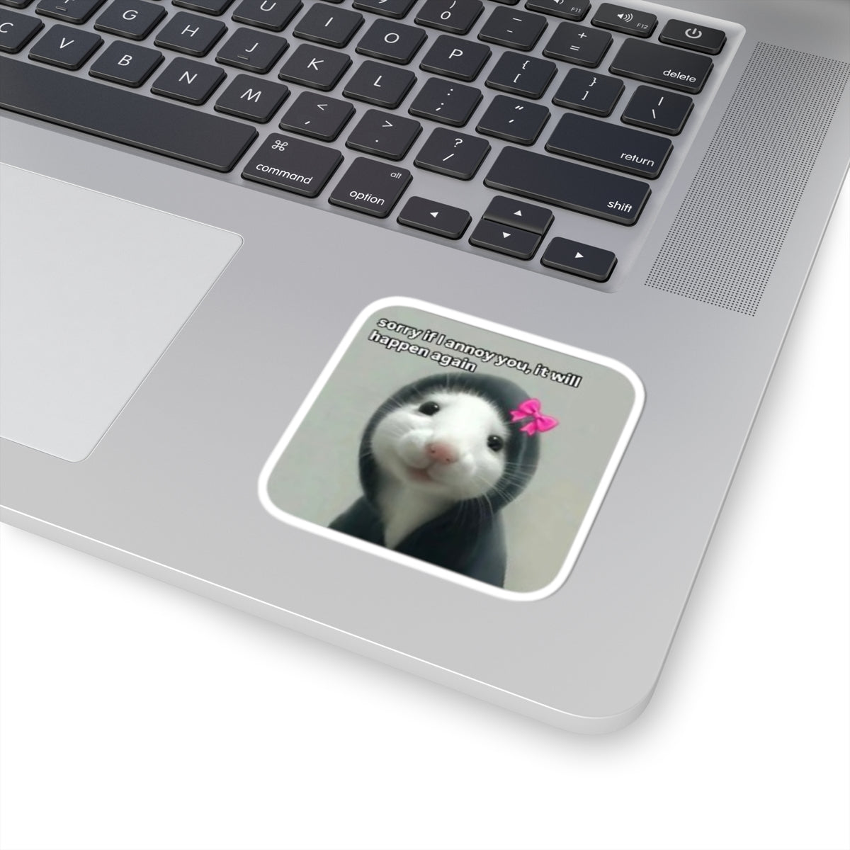 Adorable Hooded Ferret with Pink Bow Kiss-Cut Sticker