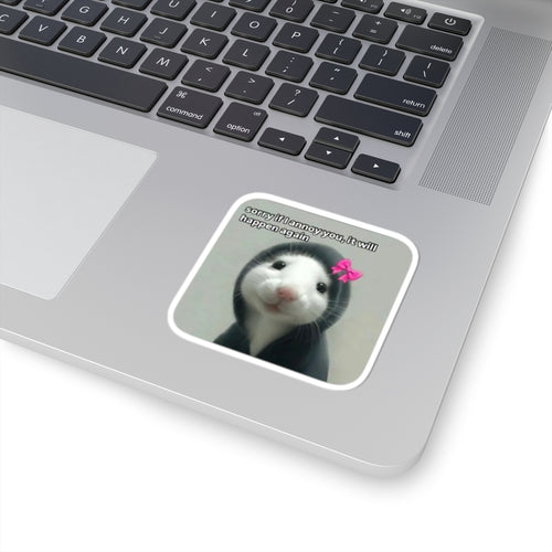 Adorable Hooded Ferret with Pink Bow Kiss-Cut Sticker