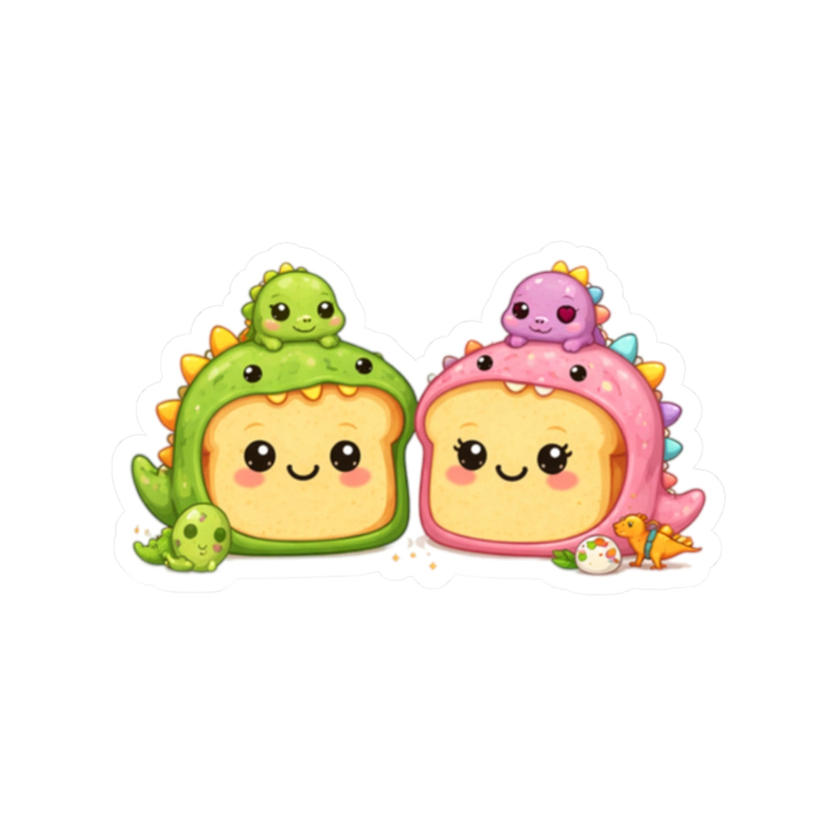 Cute Dino Toast Kiss-Cut Sticker