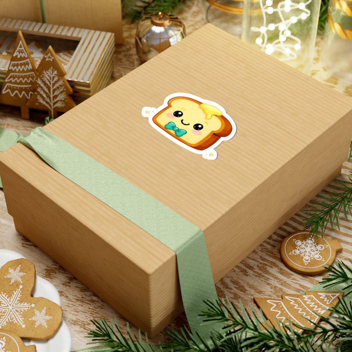 Kiss-Cut Sticker — Toasty Teal Bowtie