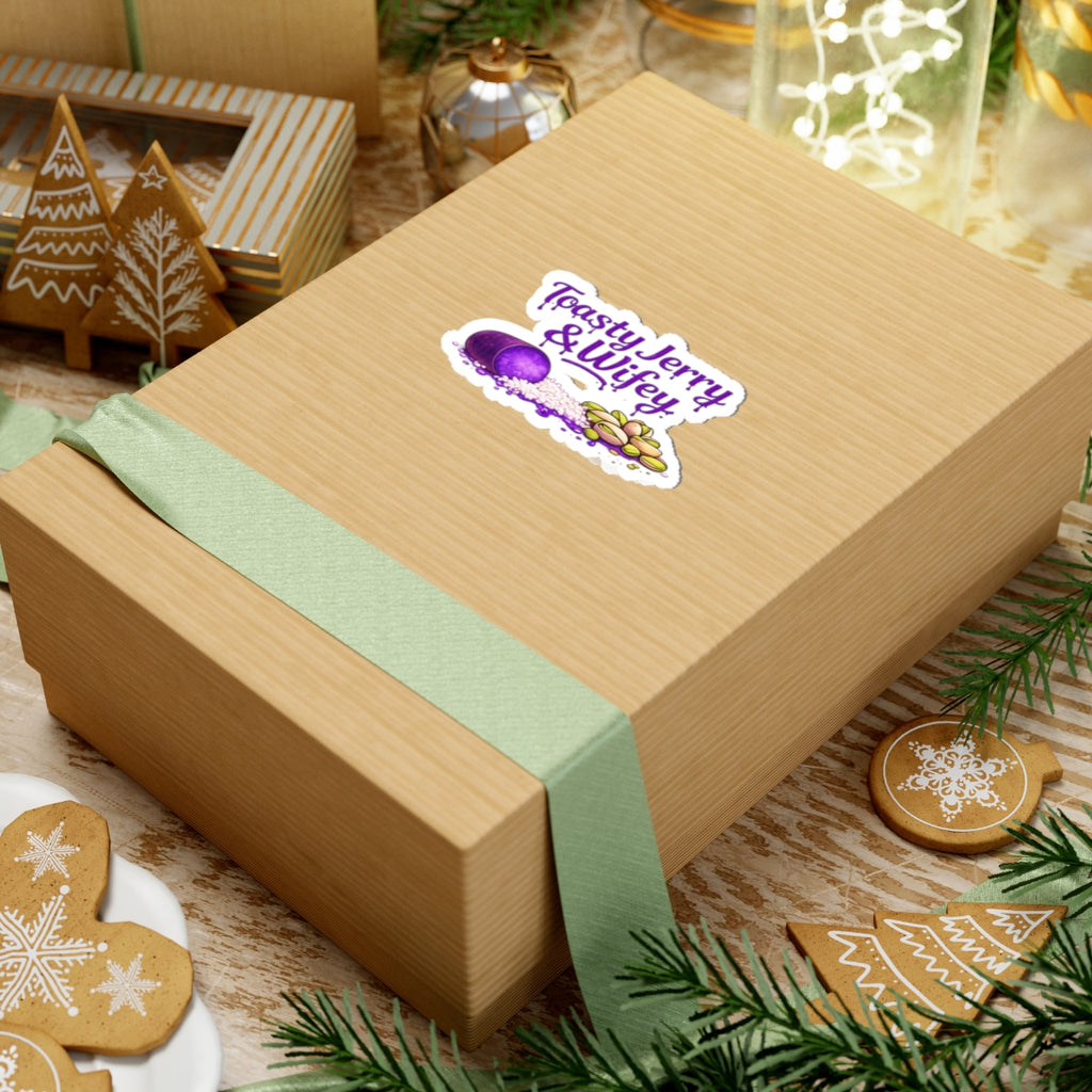 Kiss-Cut Sticker — "Toasty Jerry & Wifey" Ube + Coconut Flakes + Pistachio Vinyl Decal