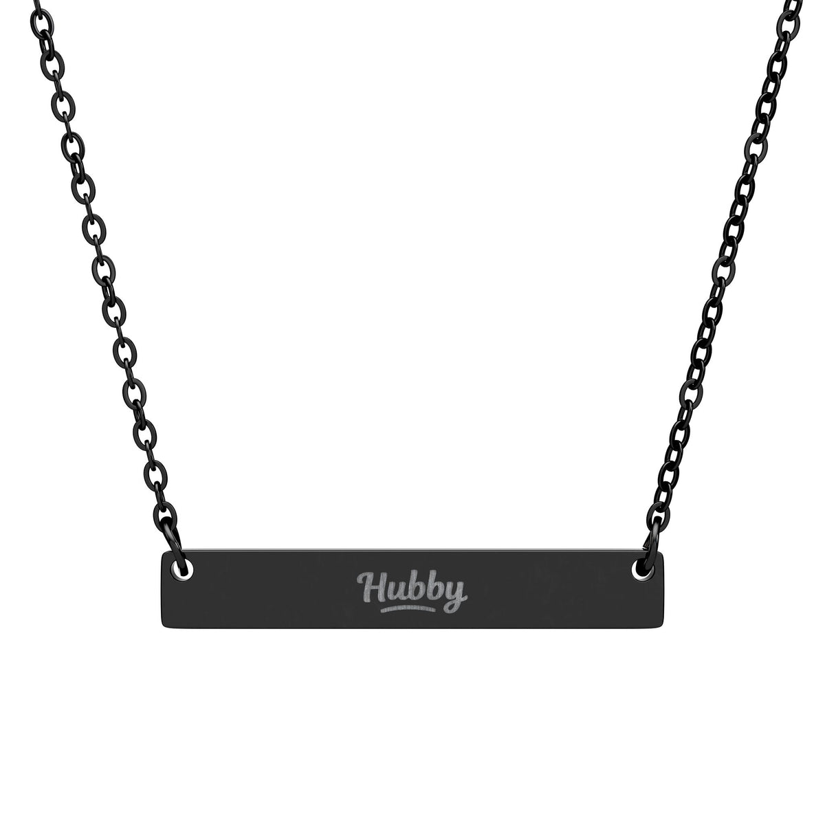 Engravable Horizontal Bar Necklace — Personalized 'Hubby' Pendant