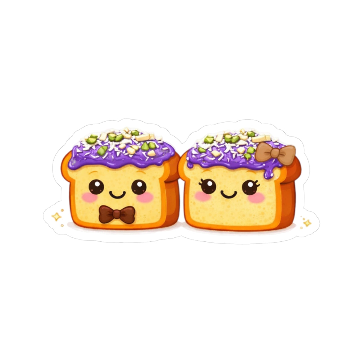 Kiss-Cut Sticker — Toasty Couple Ube + Coconut Flakes + Pistachio