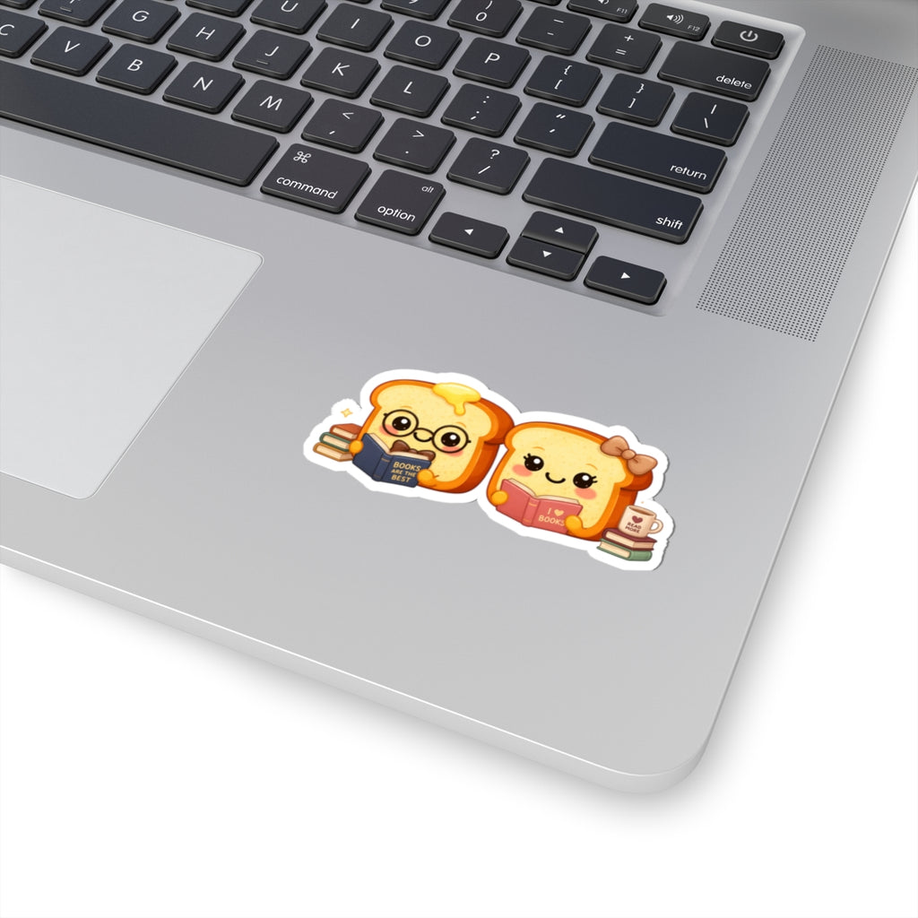 Cute Book Lovers Toast Kiss-Cut Sticker