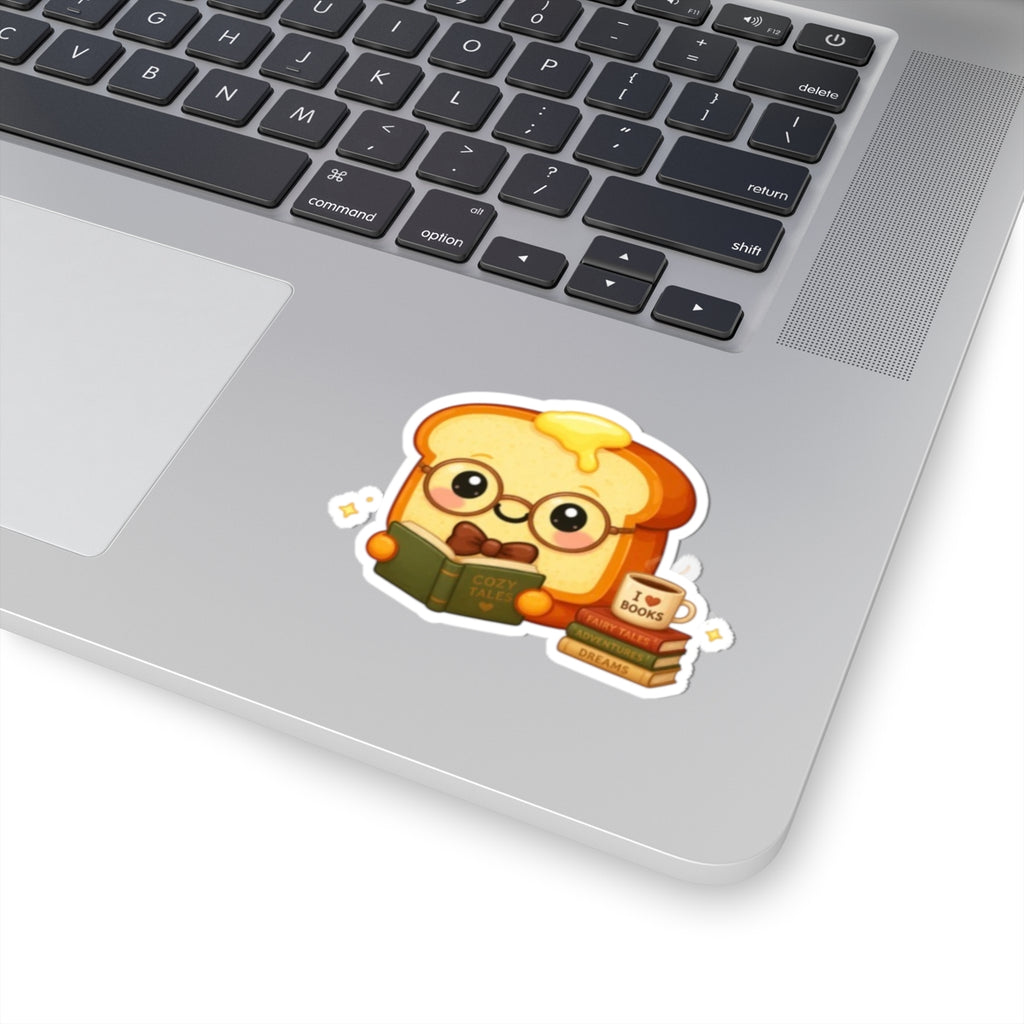 Cozy Hubby Book Lovers Toast Kiss-Cut Sticker