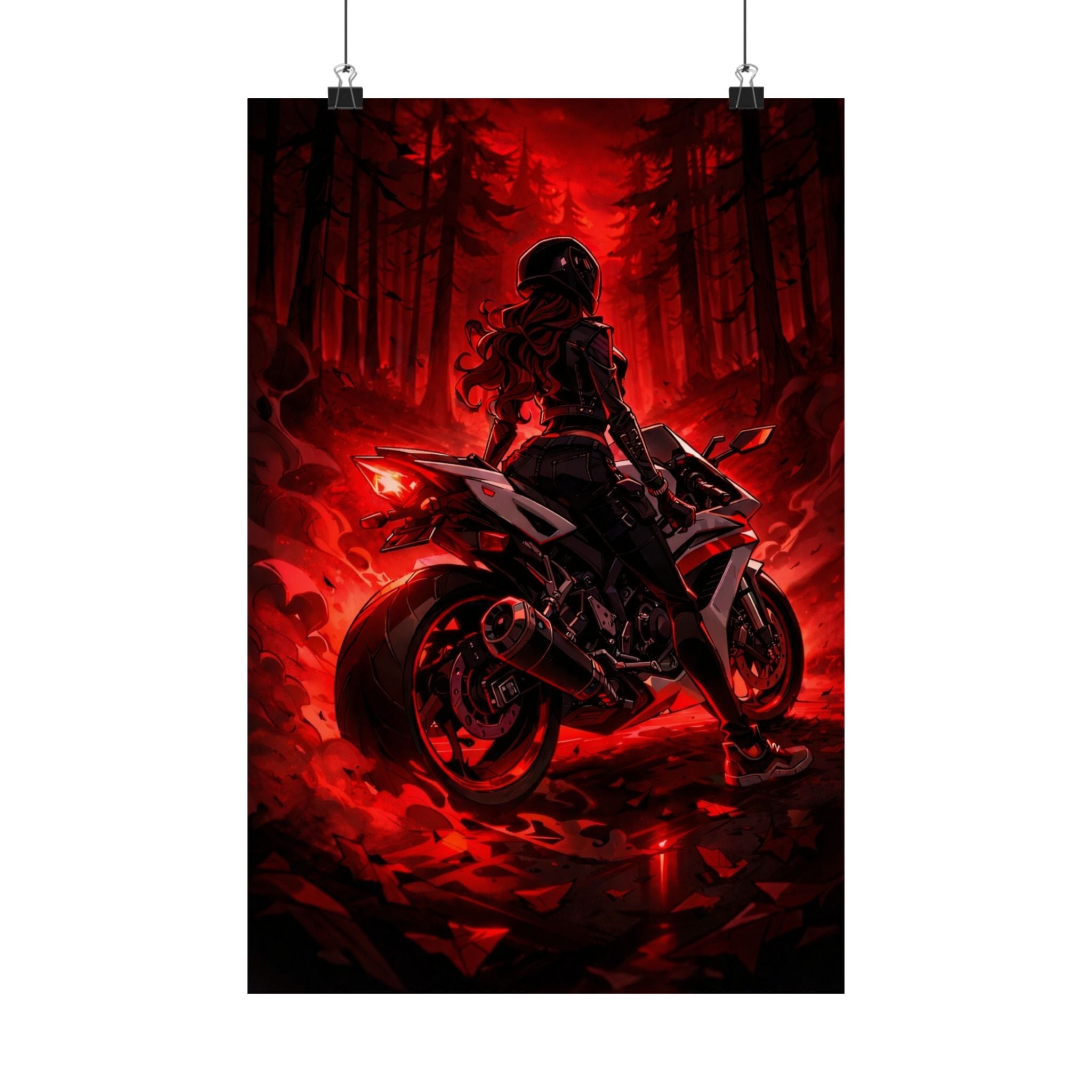 Matte Vertical Print Poster - Celi Dark Red Night