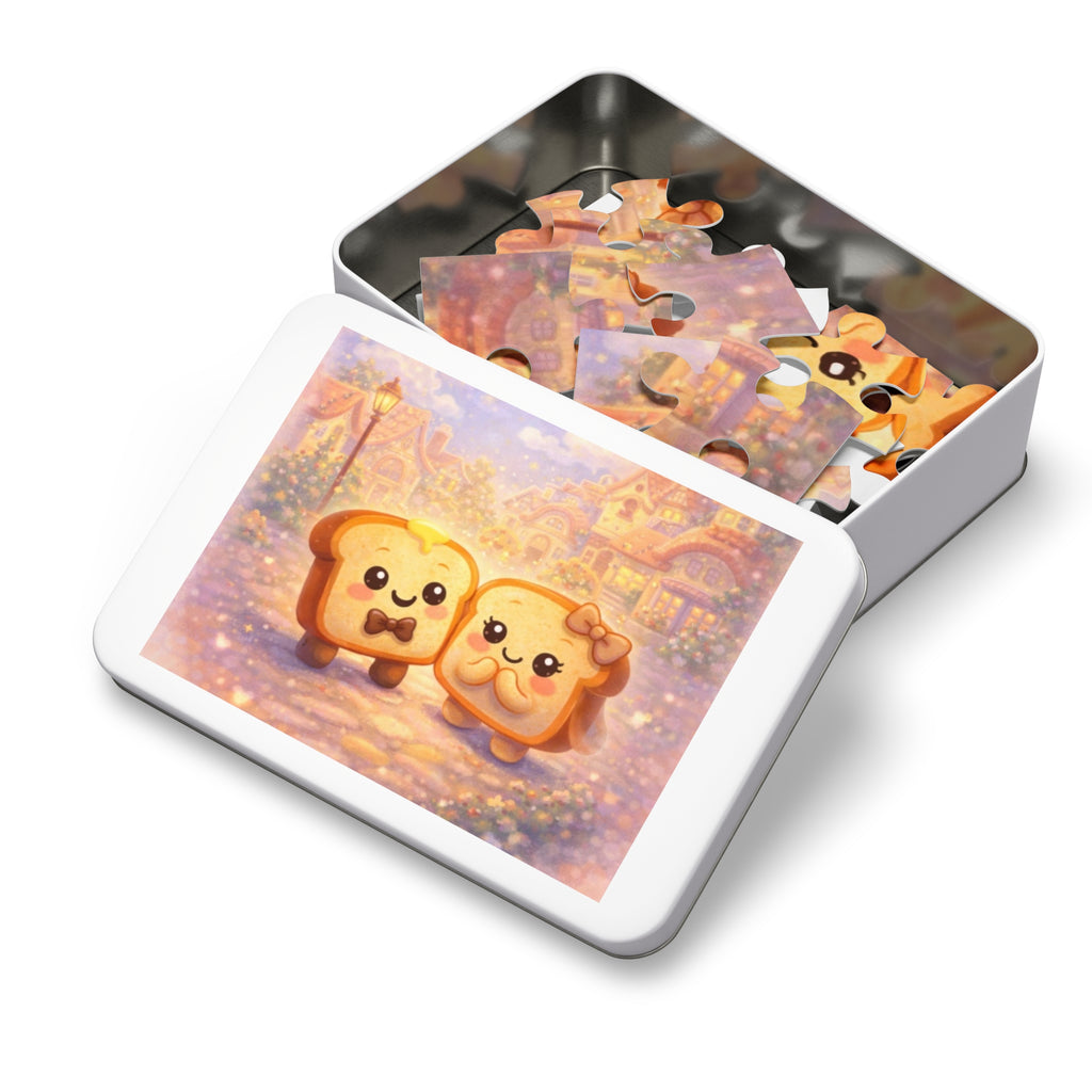Cute Toast Couple - Puzzle Piece with Tin