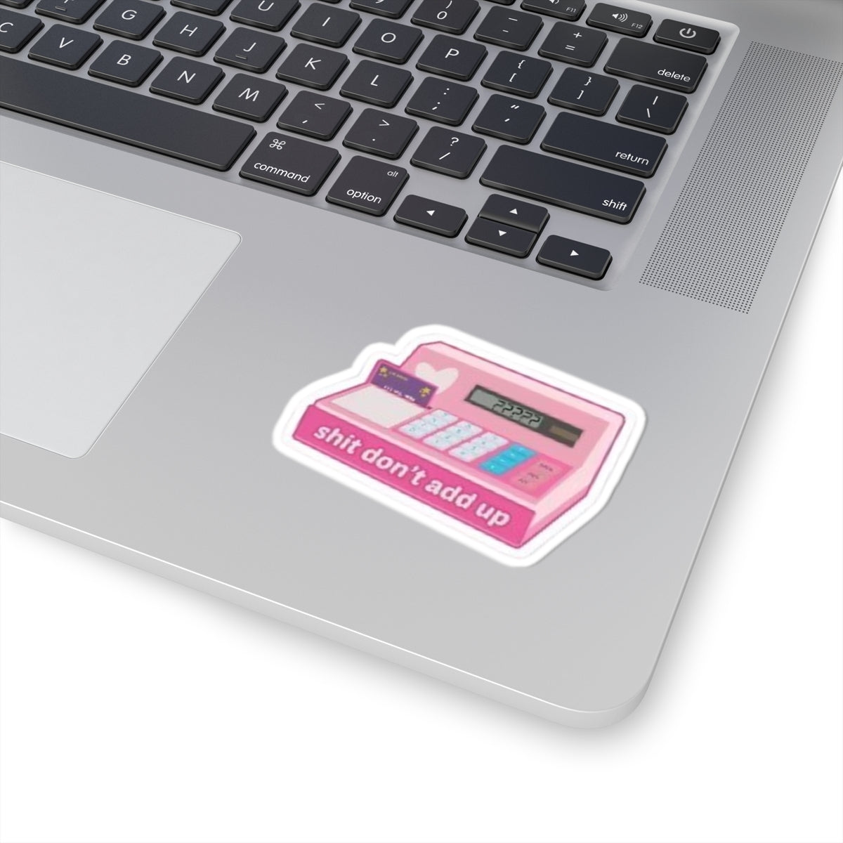 Pink Retro Cash Register "She Don't Add Up" Kiss-Cut Sticker