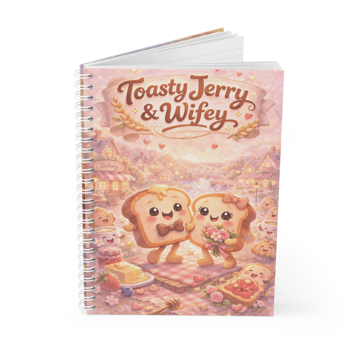 Toasty Jerry & Wifey Spiral Notebook — Kawaii Toast Couple Cute Journal