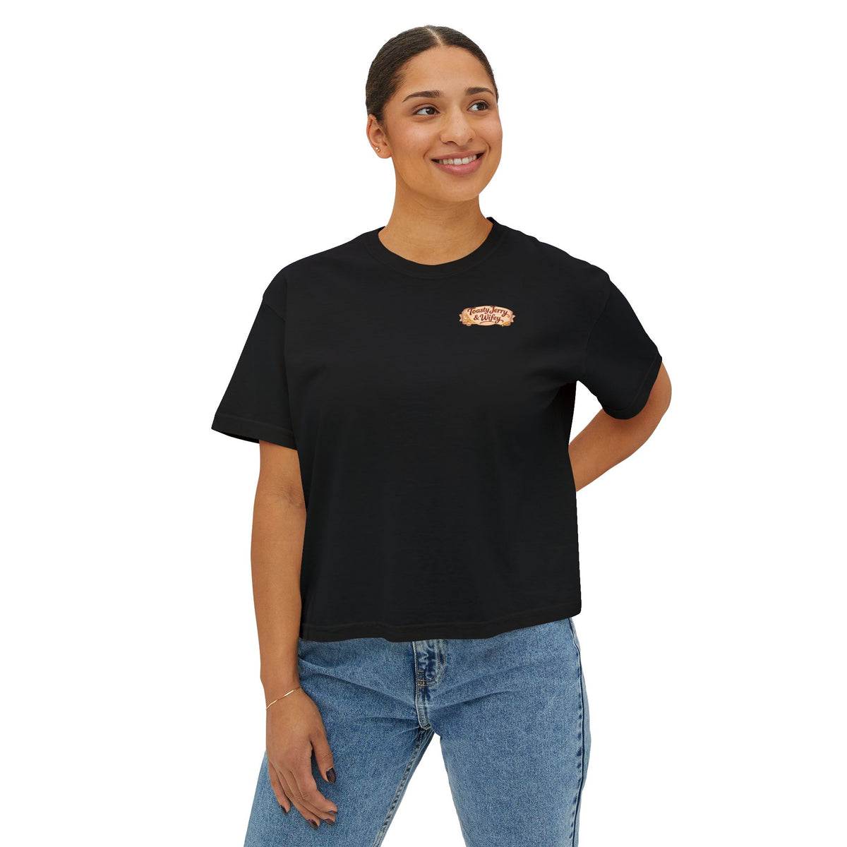 ToastJerry & Wifey Story Book — Women's Boxy Cropped T‑Shirt