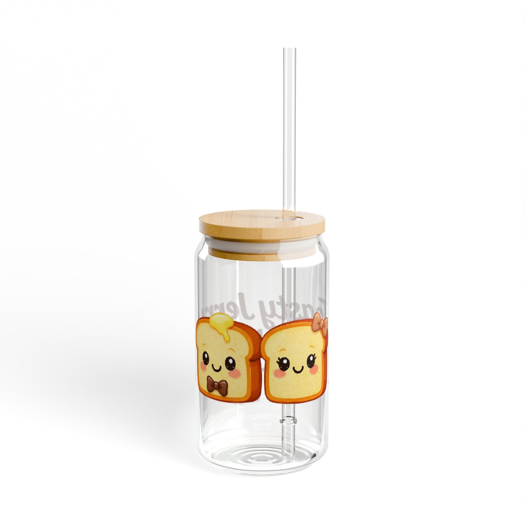 Cute Toast Sipper Glass – 16oz Cute Breakfast Straw Tumbler