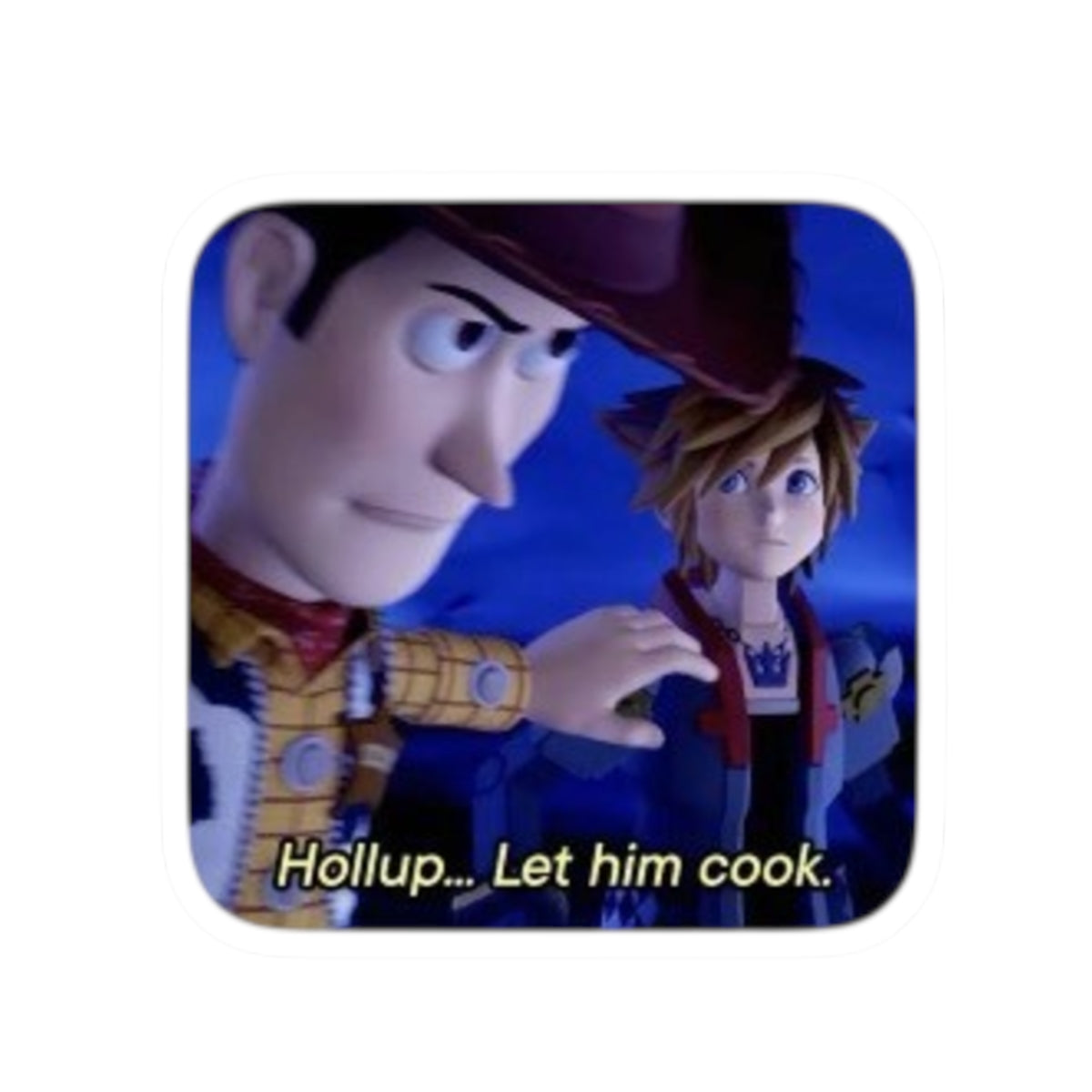 Humorous Movie Quote Sticker — 'Help... Let him cook' Kiss-Cut Sticker