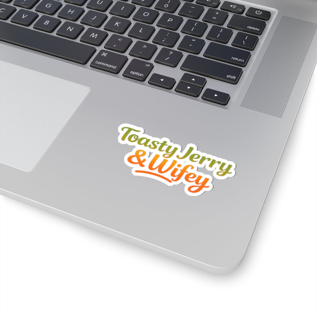 Kiss-Cut Sticker — "Toasty Jerry & Wifey" Dark Green + Orange