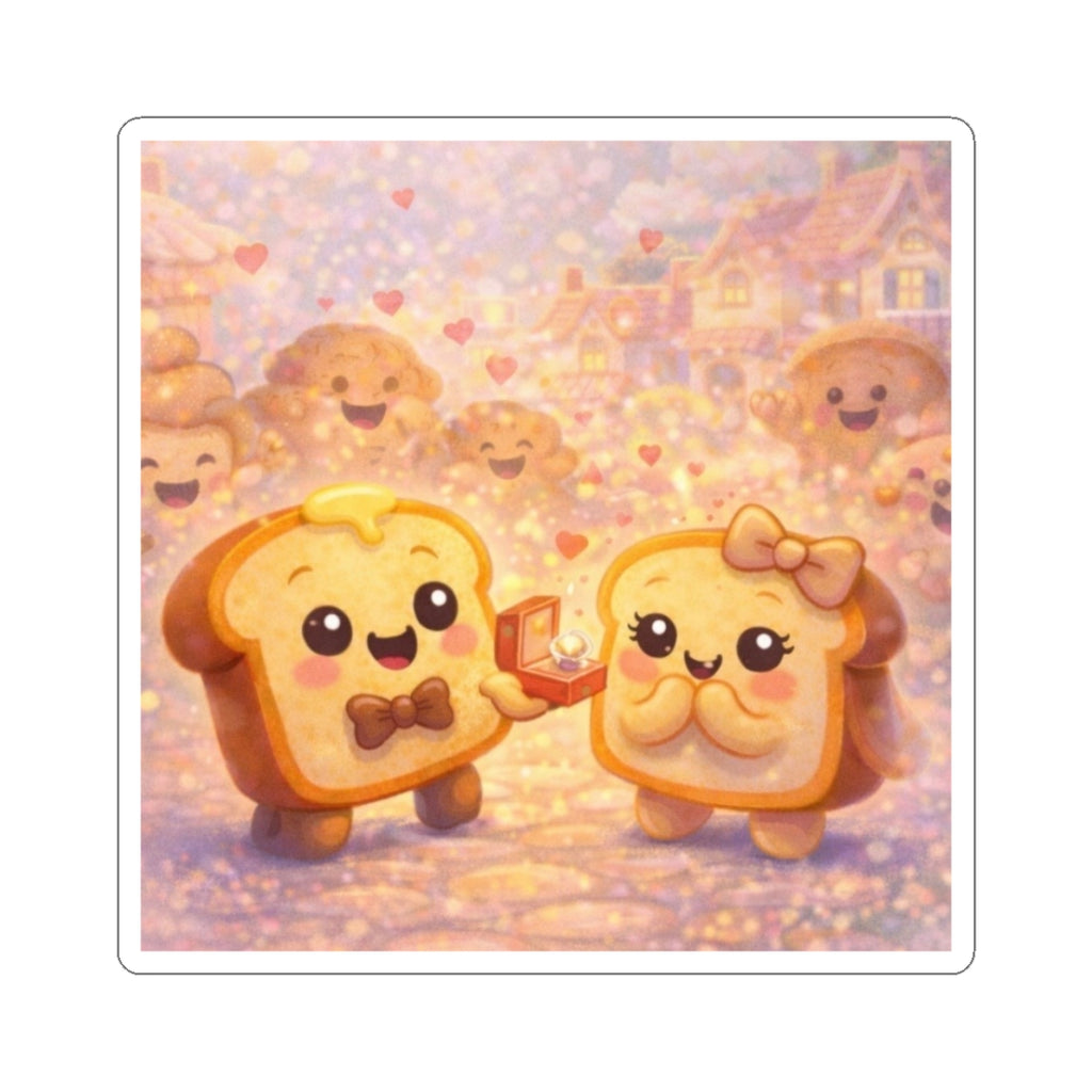 Cute Toast Proposal Story Kiss-Cut Sticker
