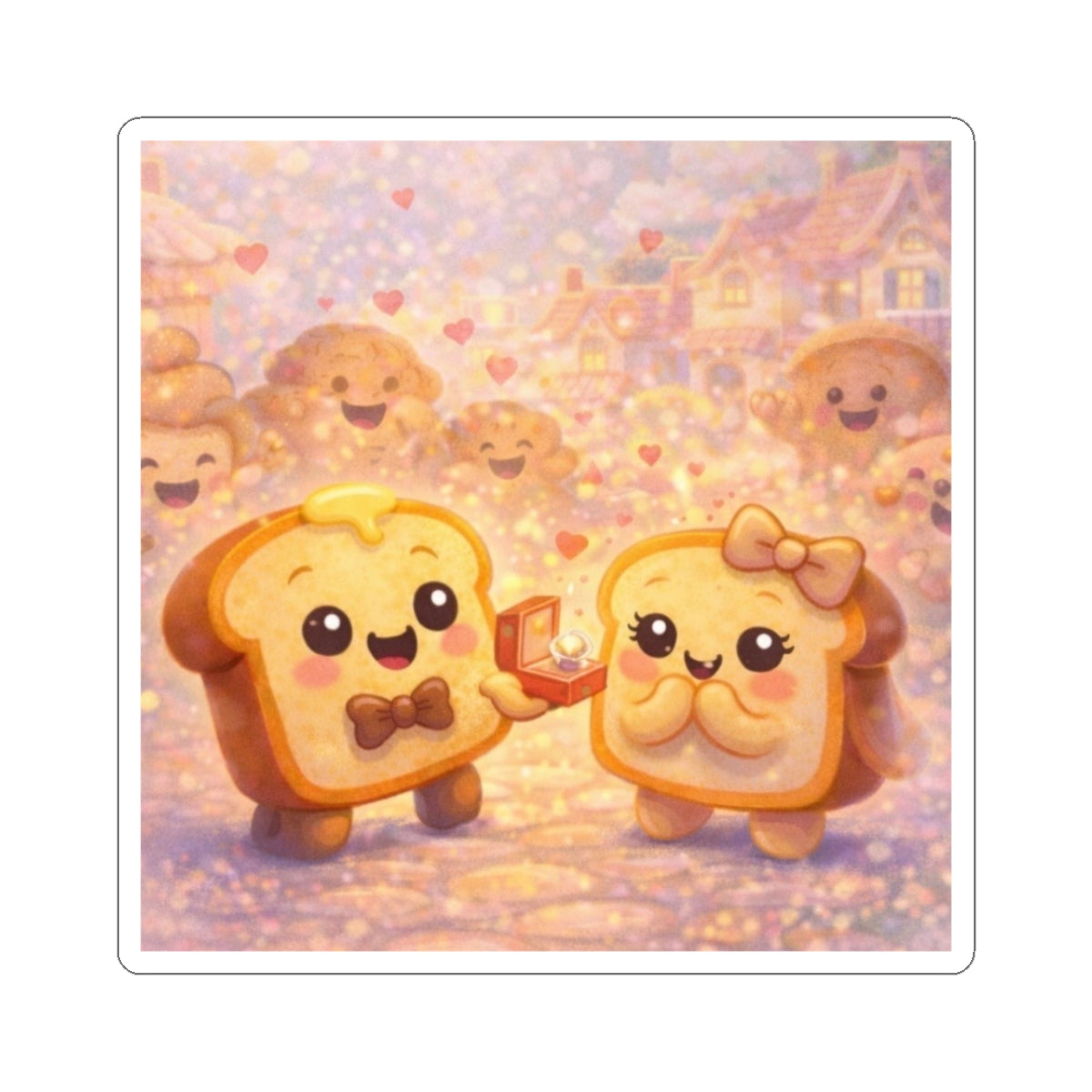 Cute Toast Proposal Story Kiss-Cut Sticker