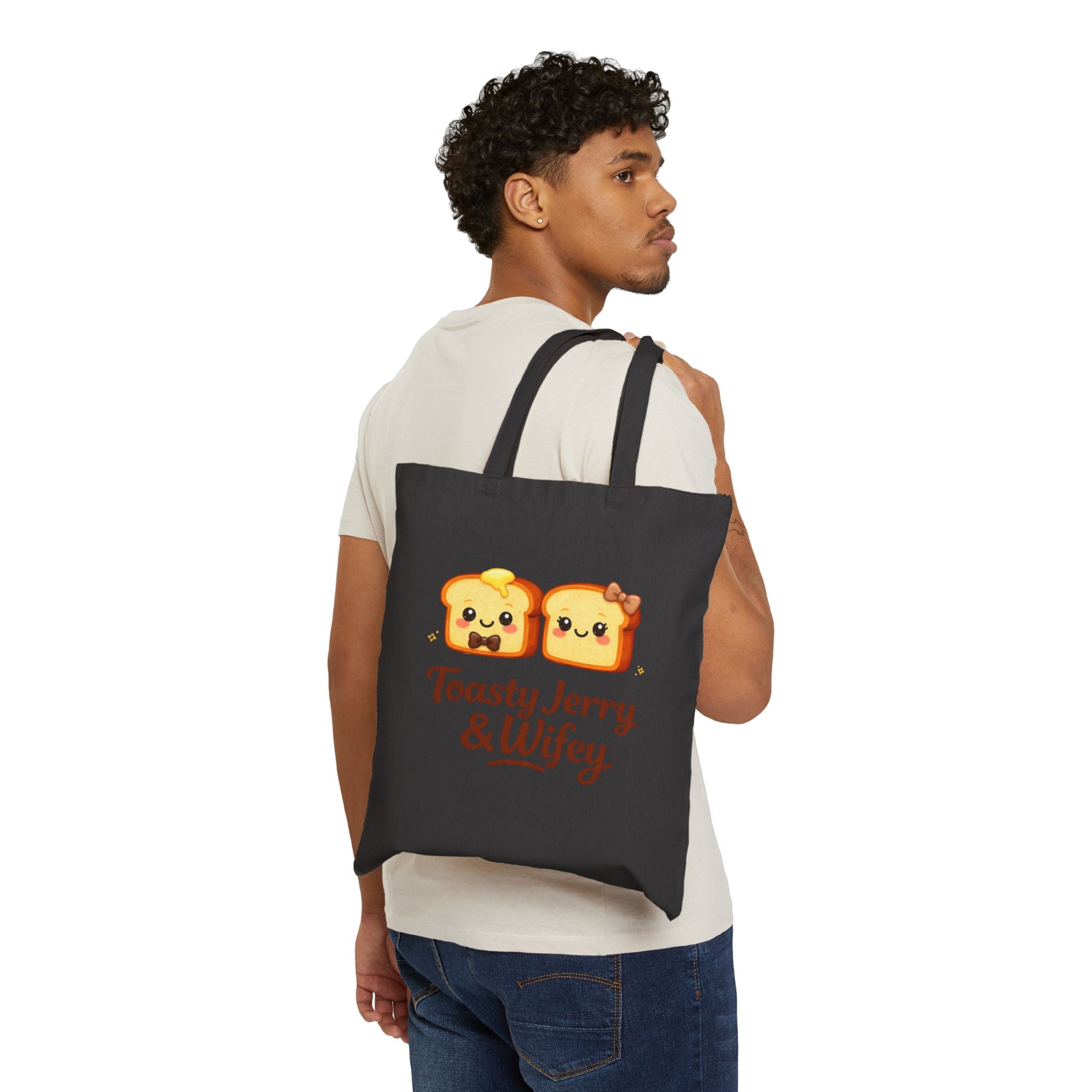 Tote Bag — "Toasty Jerry & Wifey" 'Spreading Smiles, One Toast at a Time' Canvas Tote