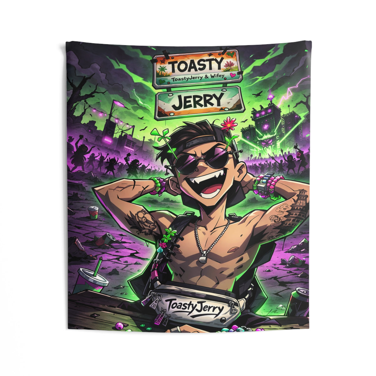 Wall Tapestry — "Toasty Jerry" Neon Rave