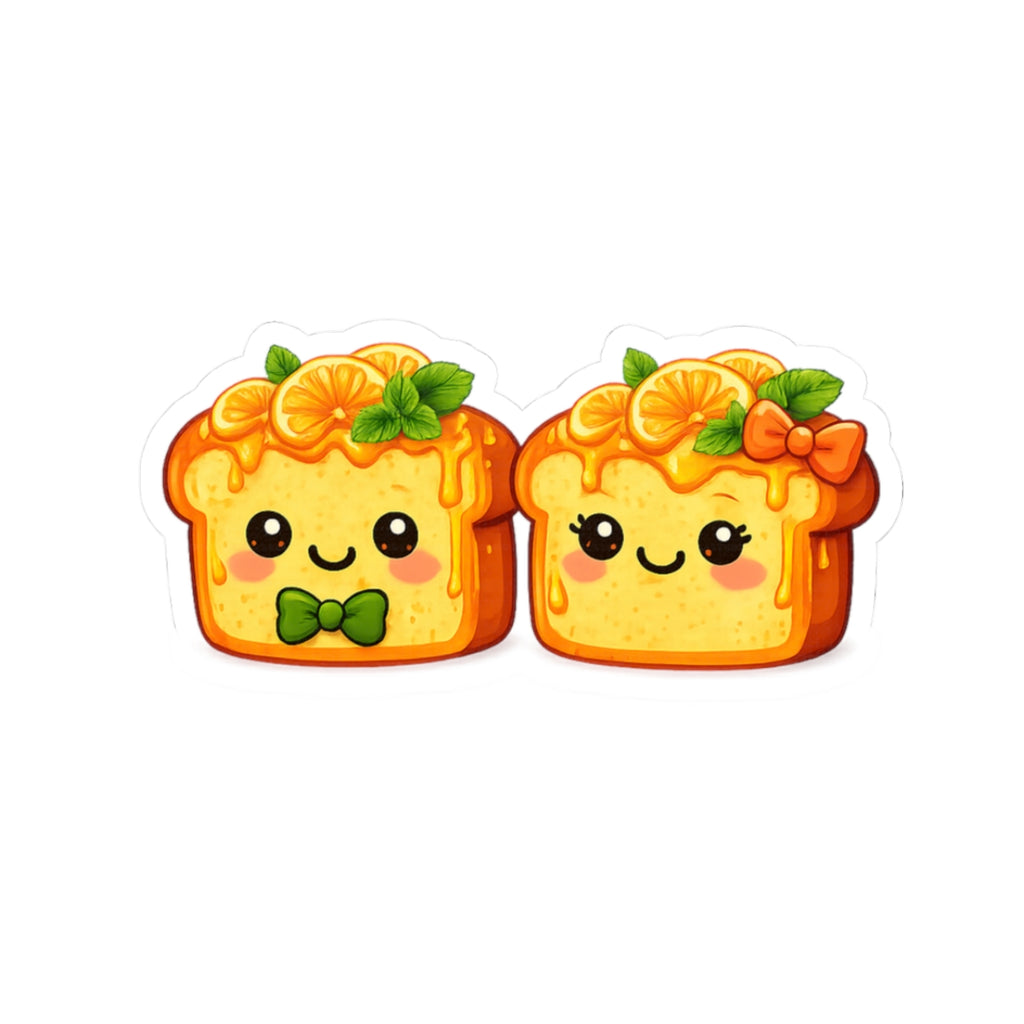 Kiss-Cut Sticker — Toasty Couple Mandarin oranges + Honey +Mint Vinyl Decal