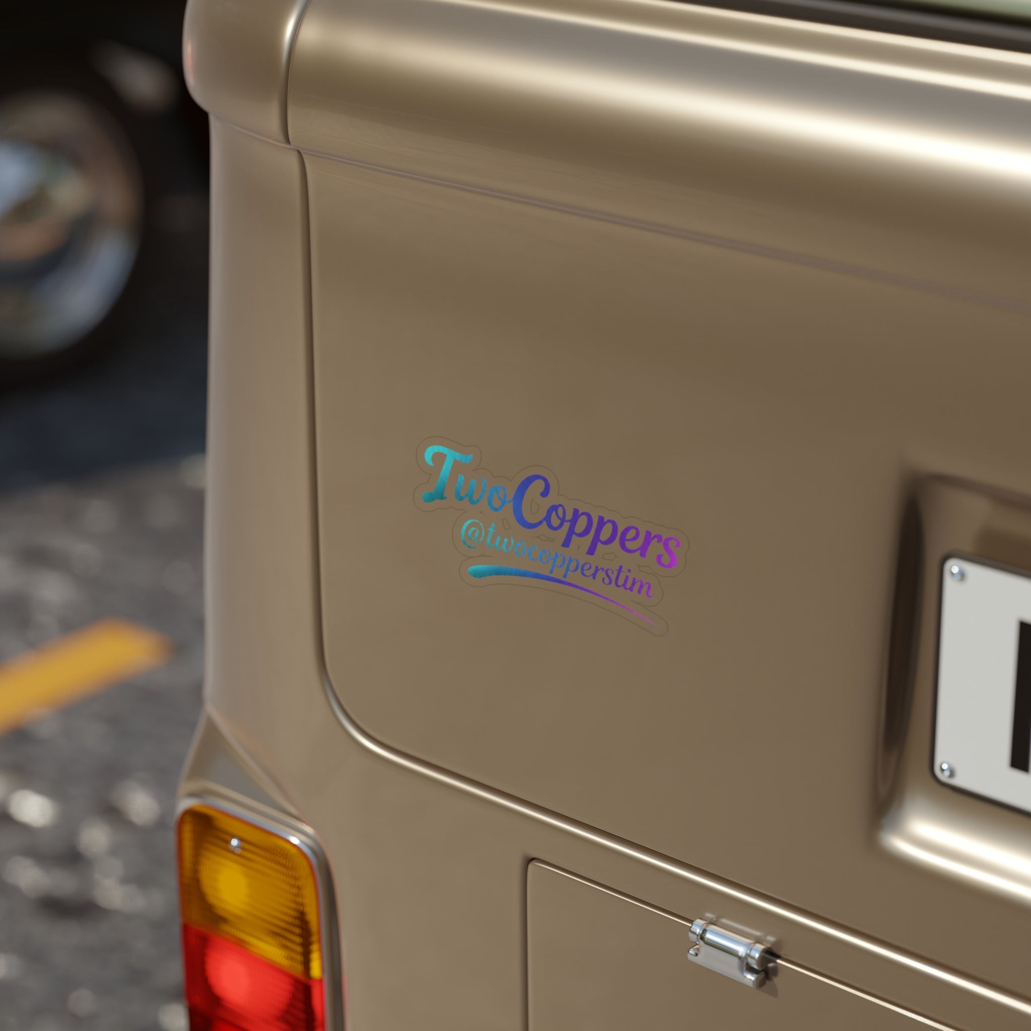 TwoCoppers @twocopperstim" Die-Cut Transparent Outdoor Sticker