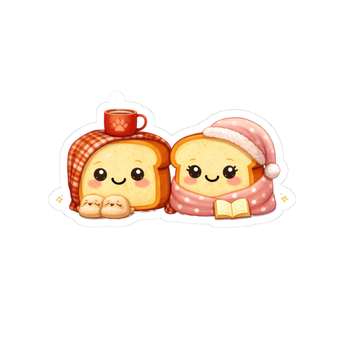 Cozy Toasty Couple — Kiss-Cut Sticker