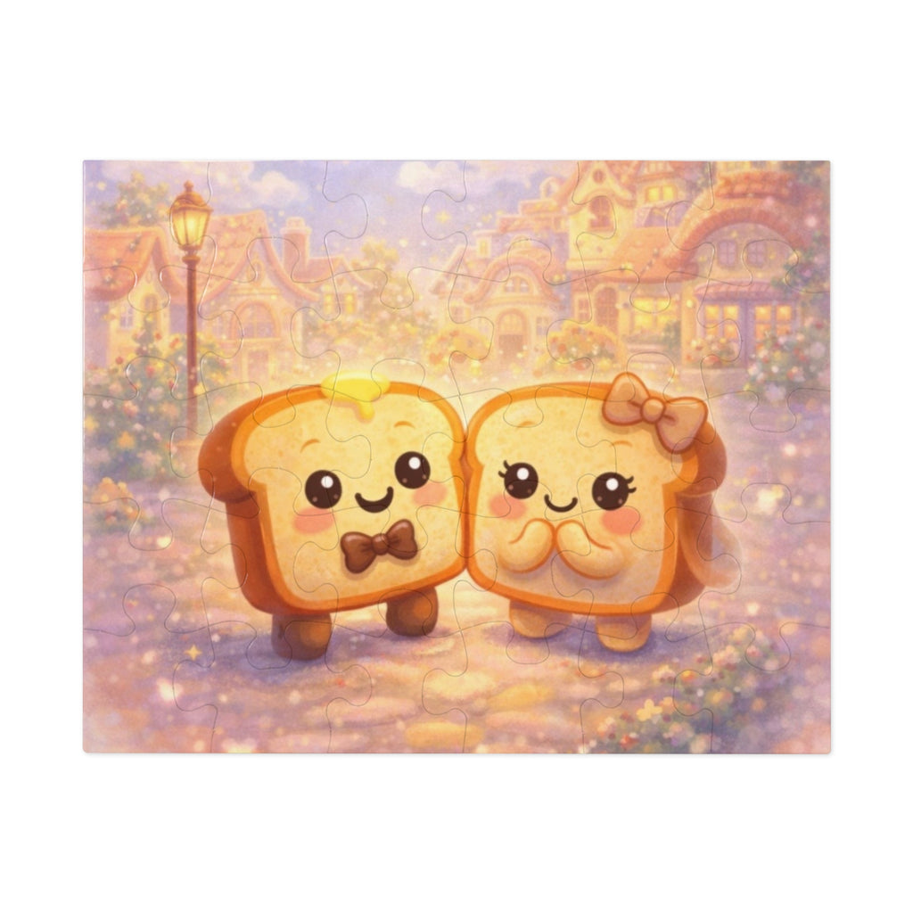 Cute Toast Couple - Puzzle Piece with Tin