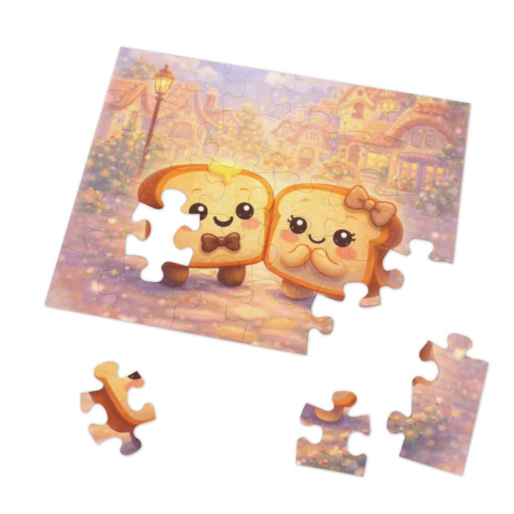 Cute Toast Couple - Puzzle Piece with Tin
