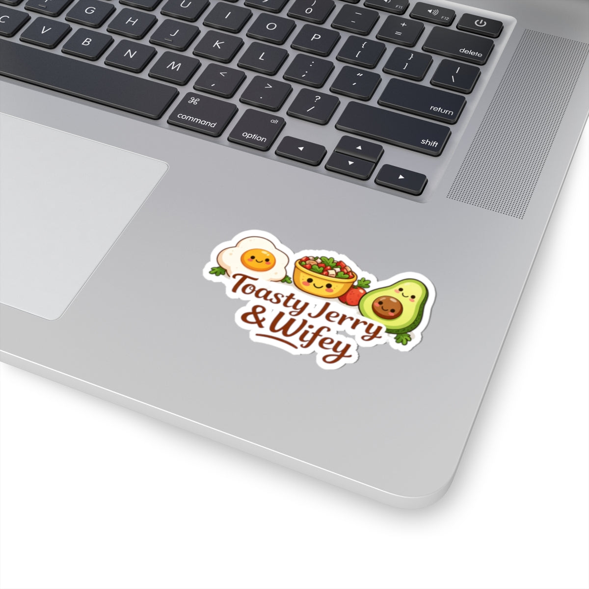 Toasty Jerry & Wifey Kiss-Cut Sticker — Cute Avocado, Egg & Toast Couple Decal