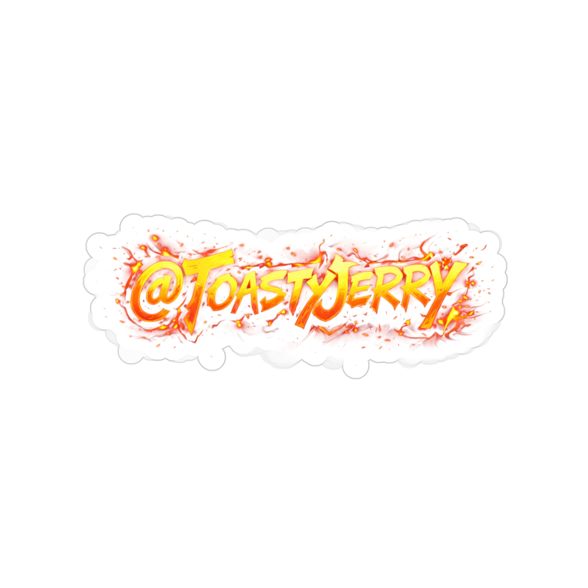 @ToastyJerry Flame Logo Sticker — Transparent Die-Cut Outdoor Sticker