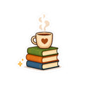 Cute Stack of Books with Heart Mug Sticker