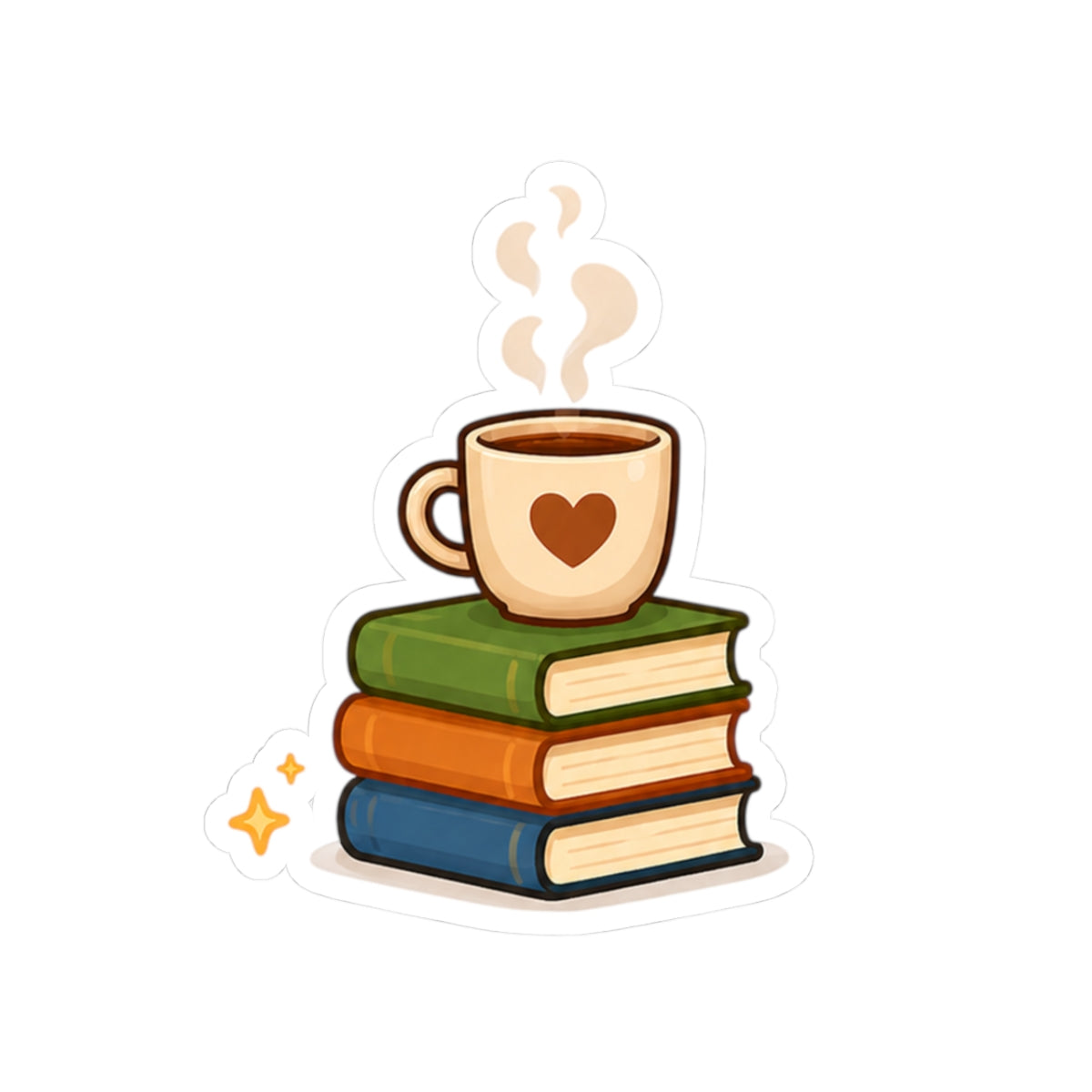 Cute Stack of Books with Heart Mug Sticker