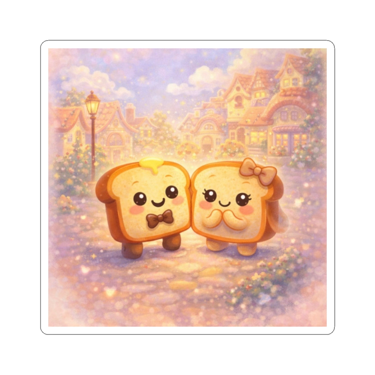 Kawaii Toast Couple Story Kiss-Cut Sticker