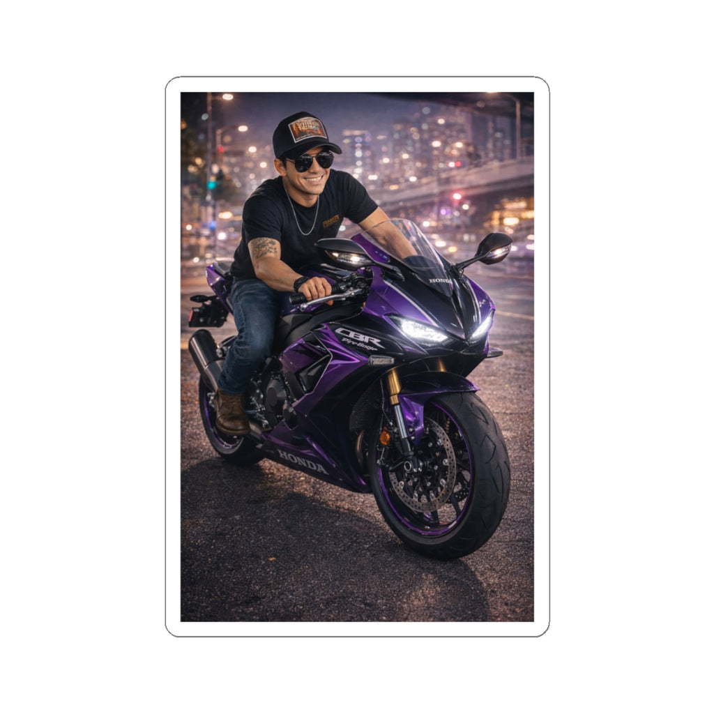 Kiss-Cut Sticker — ToastyJerry Biker Purple Sportbike