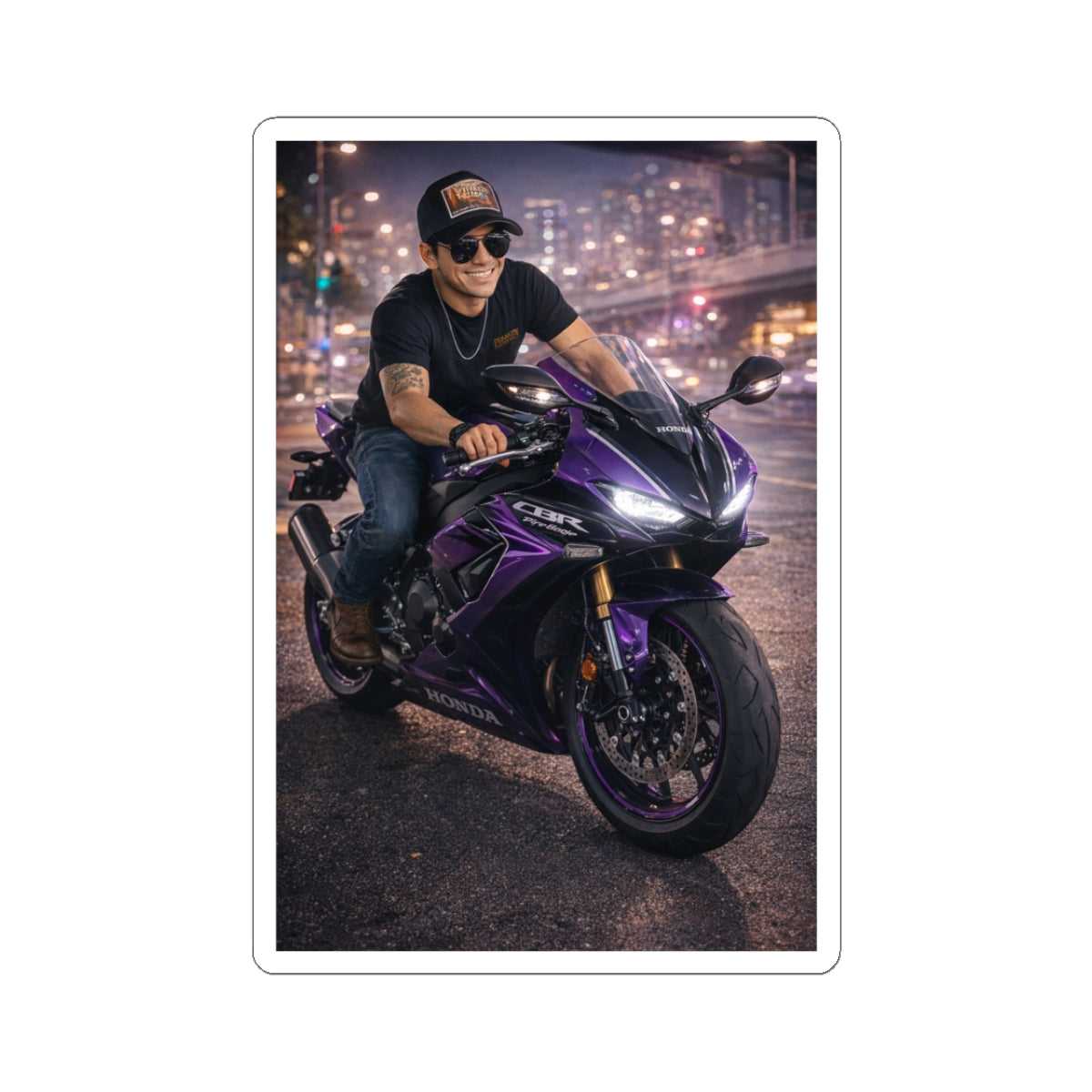 Kiss-Cut Sticker — ToastyJerry Biker Purple Sportbike
