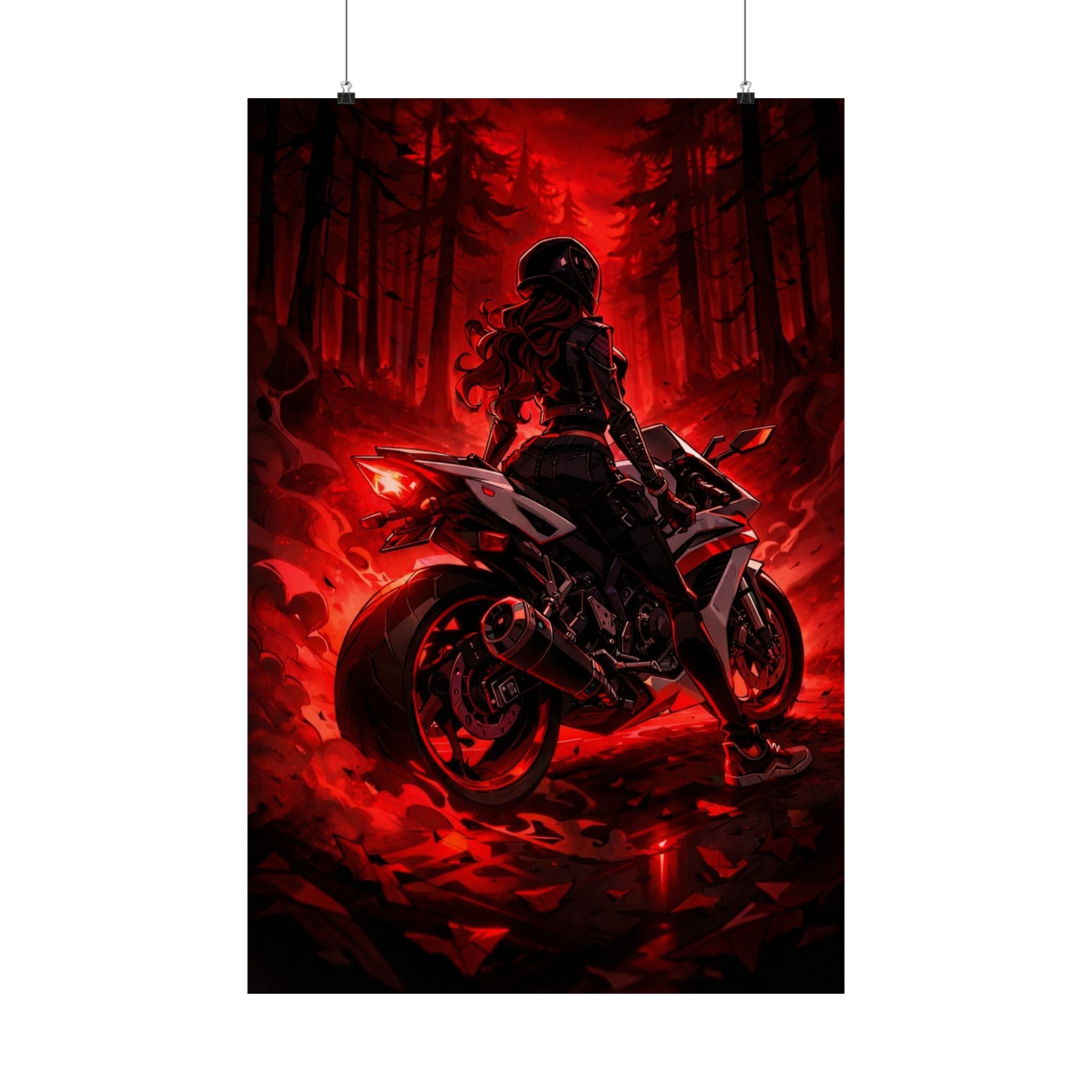 Matte Vertical Print Poster - Celi Dark Red Night
