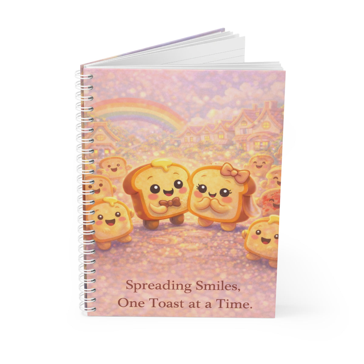 Spiral Notebook — "Spreading Smiles, One Toast at a Time" Cute Journal