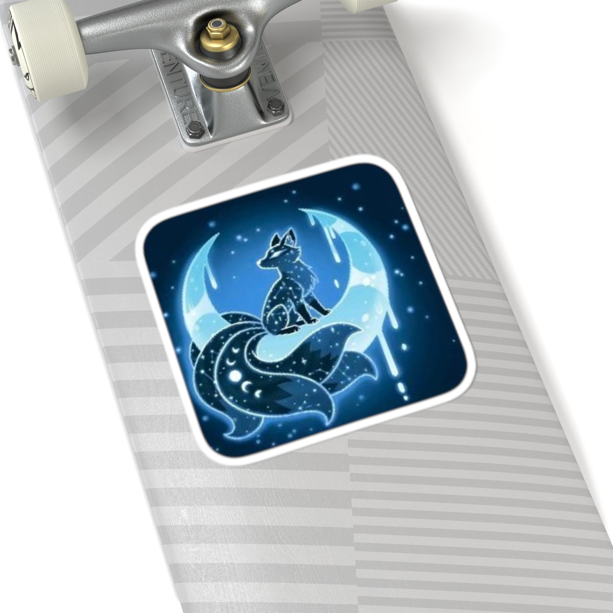 Moon Fox Sticker — Blue Celestial Vinyl Kiss-Cut Sticker