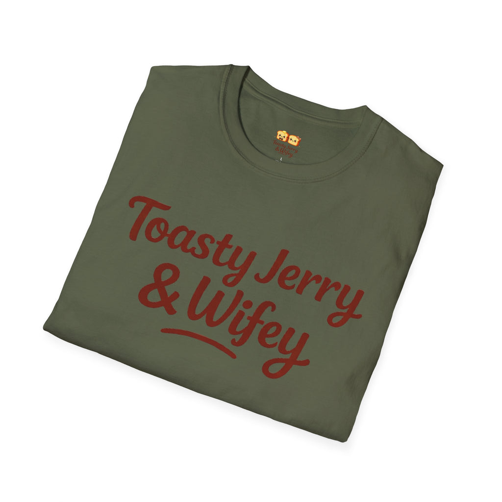T-Shirt — 'Toasty Jerry & Wifey' (Large text) Couple Graphic Tee