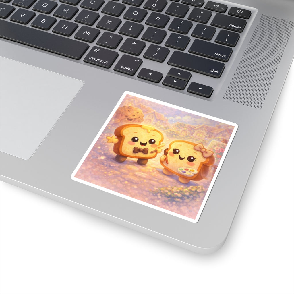 Cute Hobby Toast Couple Story Kiss-Cut Sticker