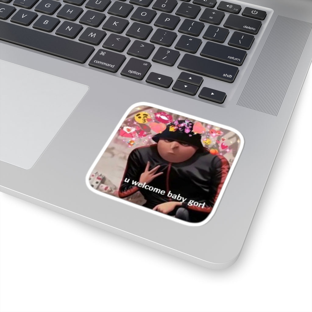 Gru 'u welcome baby gorl' Cute Meme Kiss-Cut Sticker