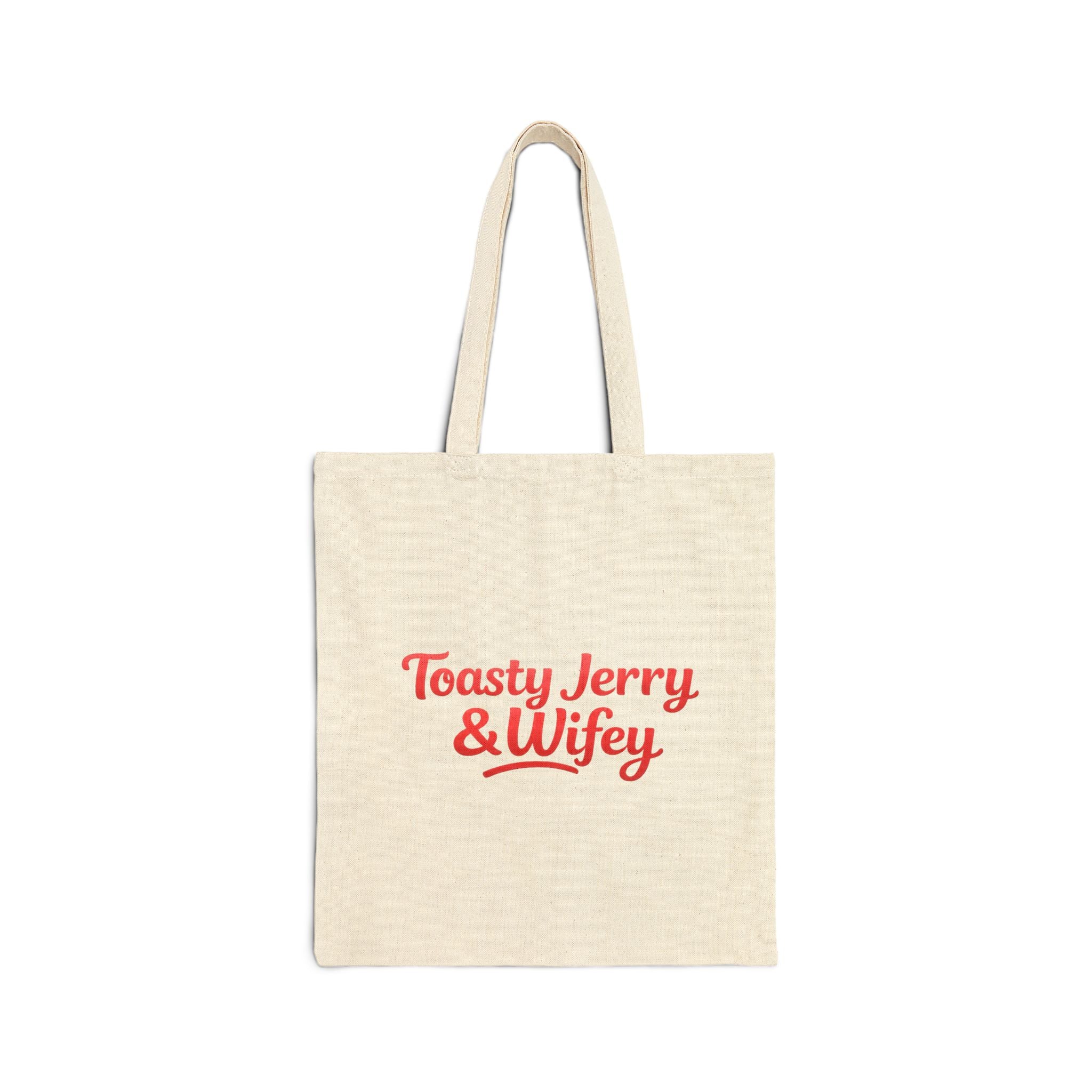 Tote Bag — "Toasty Jerry & Wifey" Red + Pink Canvas Tote