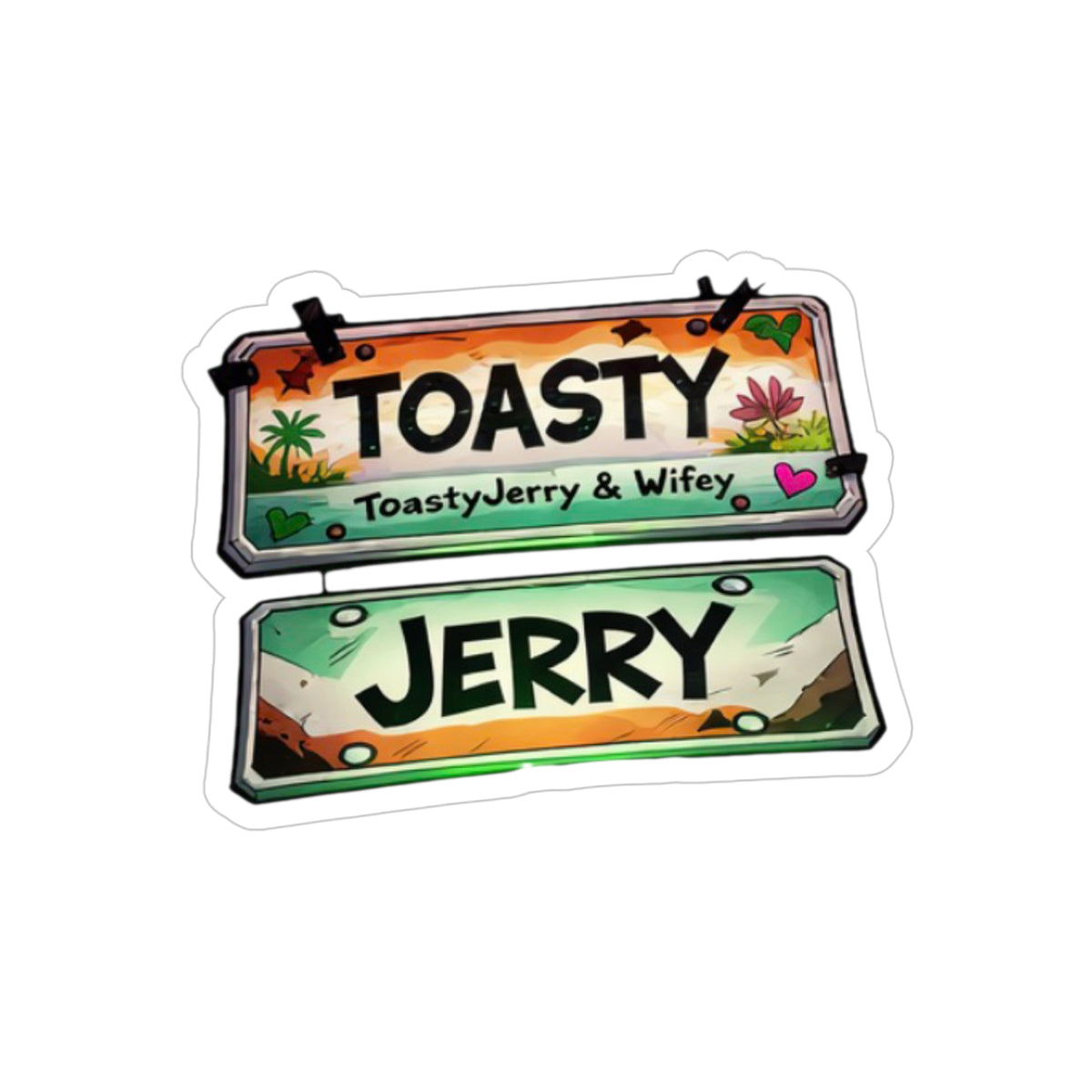 Die-Cut Outdoor Sticker — License Plate "Toasty Jerry" Neon Rave