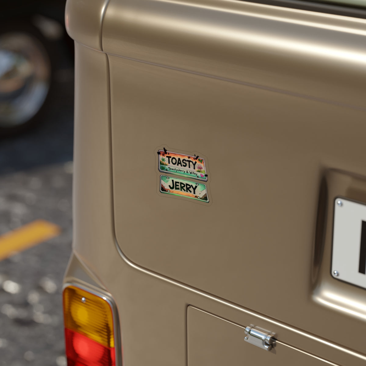 Die-Cut Outdoor Sticker — License Plate "Toasty Jerry" Neon Rave