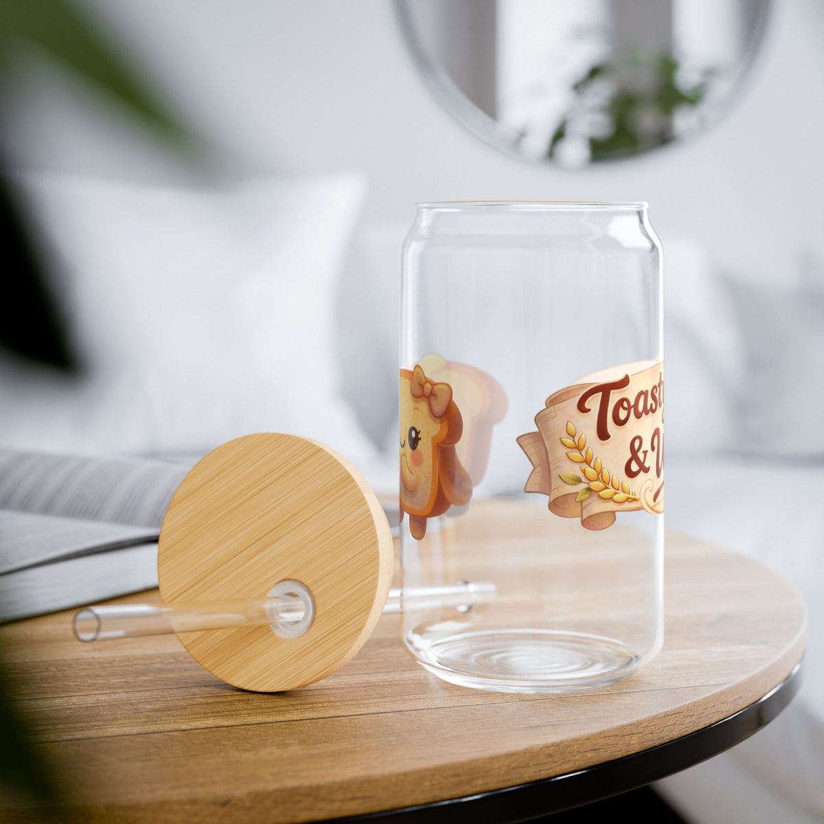 ToastyJerry & Wifey Story Book - 16oz Cute Breakfast Kawaii Drinking Jar with Straw