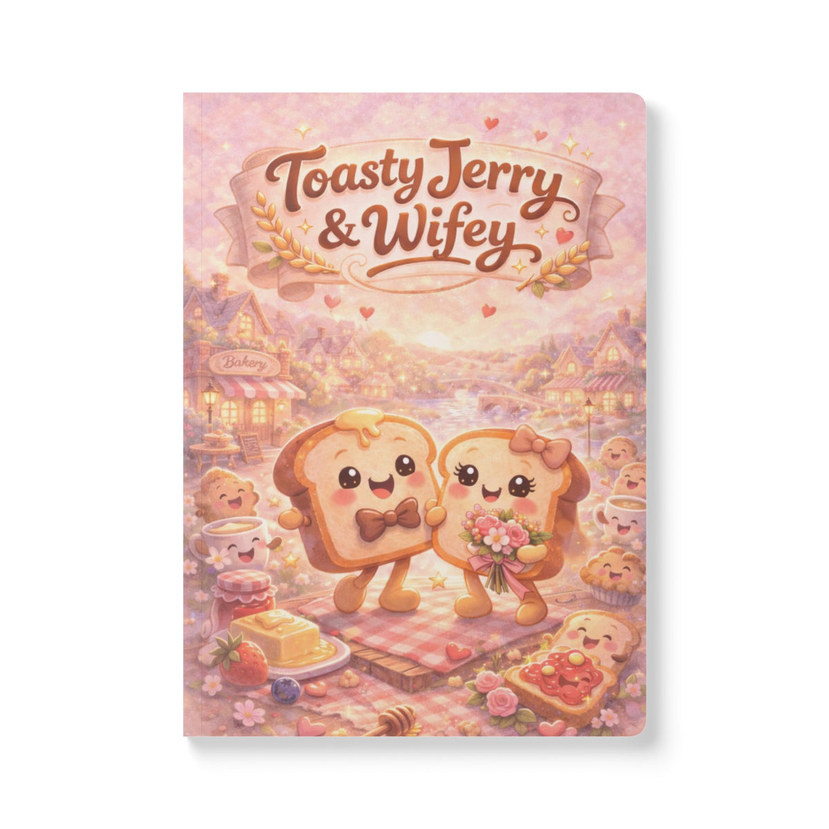 Toasty Jerry & Wifey Cute Couple Toast Notebook & Story Book inside